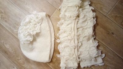 Лот: 12007535. Фото: 1. Шапка и шарф ажурные. Головные уборы