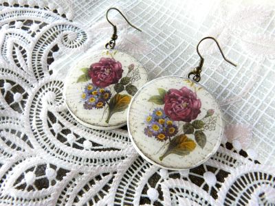 Лот: 3259619. Фото: 1. Серьги с цветами, ручной работы. Серьги, каффы