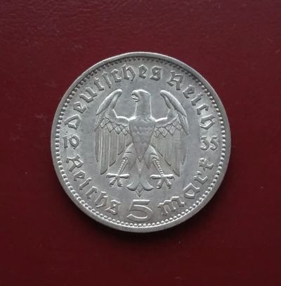 Лот: 20425203. Фото: 1. 5 рейхсмарок 1935 года (F) --... Германия и Австрия