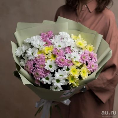 Лот: 16902901. Фото: 1. Букет из 11 свежих хризантем!. Свежие цветы