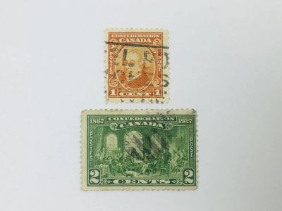 Лот: 23963855. Фото: 1. 60-летие Конфедерации. Отцы конфедирации... Марки
