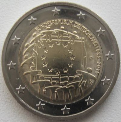 Лот: 6715886. Фото: 1. Германия 2 евро 2015. 30 лет флагу... Европа