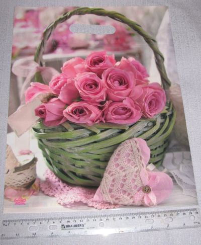 Лот: 18599184. Фото: 1. Пакет красивый Корзина роз , полиэтиленовый... Пакеты, мешки