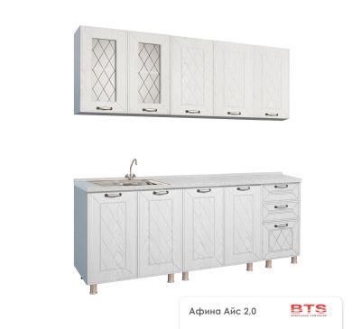 Лот: 12806784. Фото: 1. Кухня Афина 2,0 м (айс; айс/сирень... Кухонные гарнитуры