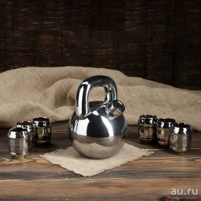Лот: 15161484. Фото: 1. Штоф 23 февраля "Гиря" с рюмками... Кувшины, графины