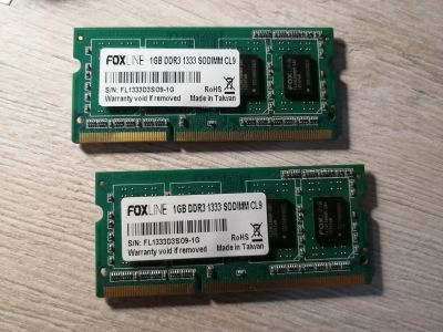 Лот: 16460306. Фото: 1. DDR3 FoxLine 1Gb x 2 шт. 1333Mhz... Оперативная память