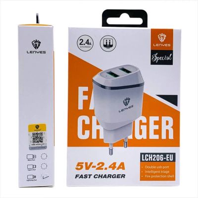 Лот: 22147923. Фото: 1. СЗУ LENYES LCH206-EU 2USB LIGTHNING... Зарядные устройства, блоки питания, адаптеры сетевые для смартфонов