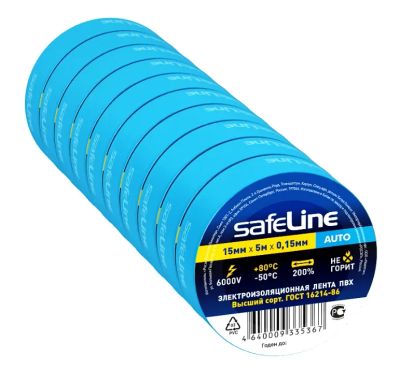 Лот: 17531119. Фото: 1. Изолента Safeline Auto 15/5 синяя. Расходные материалы, сменные насадки