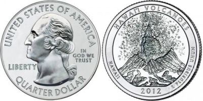 Лот: 2106679. Фото: 1. 25 центов 2012 г 14 парк гаваи... Америка