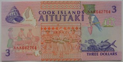 Лот: 4450200. Фото: 1. R Острова Кука 3 доллара 1992... Австралия и Океания