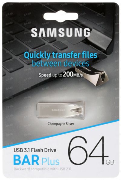 Лот: 24888529. Фото: 1. USB Flash 64 ГБ Samsung BAR Plus... USB-флеш карты