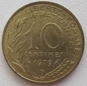 Лот: 12025029. Фото: 1. Франция 10 сантимов 1979. Европа