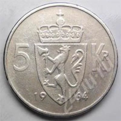 Лот: 361206. Фото: 1. Норвегия. 5 крон 1964г. Король... Европа