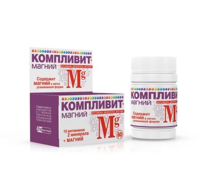 Лот: 24424263. Фото: 1. Компливит Магний таб.п о №60. Народная медицина, БАДы