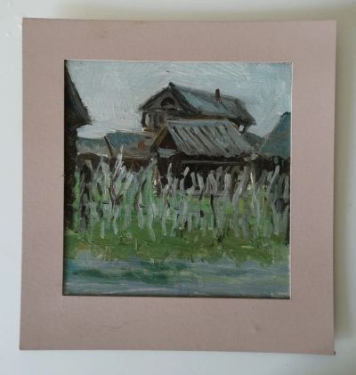 Лот: 20672765. Фото: 1. Картина маслом деревенский пейзаж. Картины, рисунки