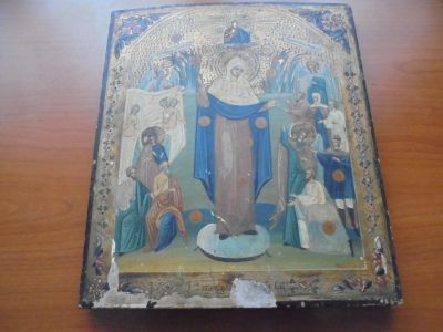 Лот: 17567224. Фото: 1. Икона писана по золоту без рестоврации... Иконы