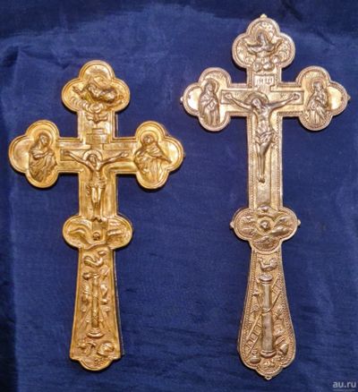 Лот: 16384383. Фото: 1. Пара старинных напрестольных крестов... Ювелирные изделия