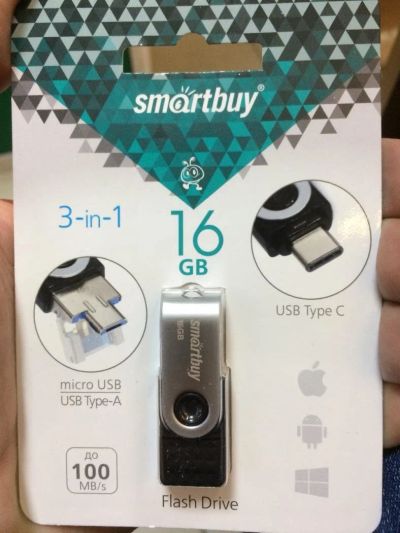 Лот: 11366342. Фото: 1. Флешка UFD 3.0 Smartbuy TRIO 3-in-1... USB-флеш карты