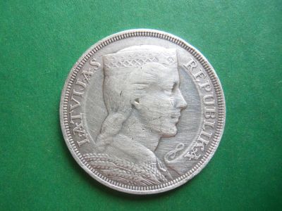 Лот: 23336914. Фото: 1. Латвия 5 лат 1929 г.,серебро. Страны СНГ и Балтии