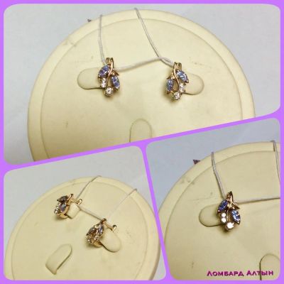 Лот: 4814292. Фото: 1. Золотые серьги 585 пробы с камнями... Серьги, каффы