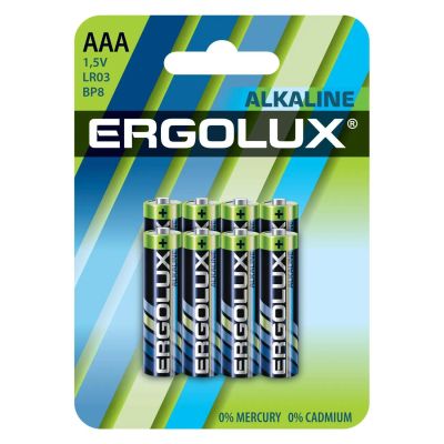 Лот: 24521764. Фото: 1. Батарейки Ergolux Alkaline LR03... Батарейки, аккумуляторы, элементы питания