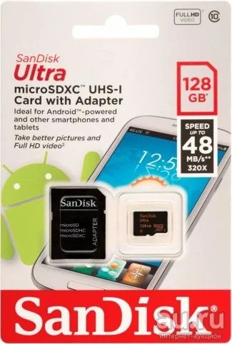 Лот: 14373558. Фото: 1. Карта памяти SanDisk microSD 128Gb... Карты памяти