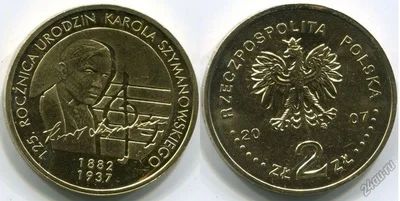 Лот: 4499831. Фото: 1. 2 злотых 2007 год. Карол Шимановский. Европа