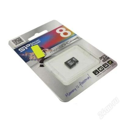 Лот: 2439304. Фото: 1. 8Gb Карта памяти MicroSDHC Silicon... Карты памяти