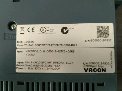 Лот: 11430714. Фото: 1. Частотник vacon. Инверторы, ИБП