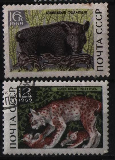 Лот: 9423203. Фото: 1. СССР 1969г - фауна 2марки. Марки