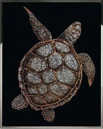 Лот: 21291346. Фото: 1. Картина Морская черепаха с кристаллами... Произведения