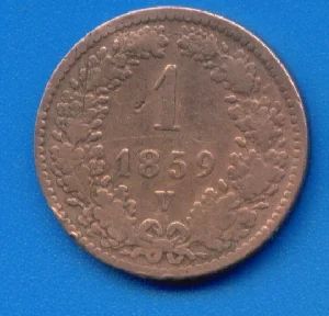 Лот: 8961189. Фото: 1. Австрия 1 крейцер 1859 м/д V Вена... Германия и Австрия