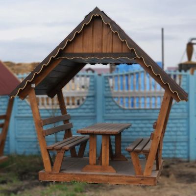 Лот: 5469072. Фото: 1. Беседка "Теремок" с потолком деревянная... Всё для ландшафта