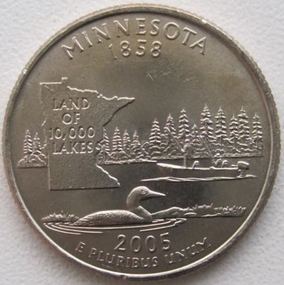 Лот: 6730482. Фото: 1. США 25 центов 2005. Миннесота... Америка