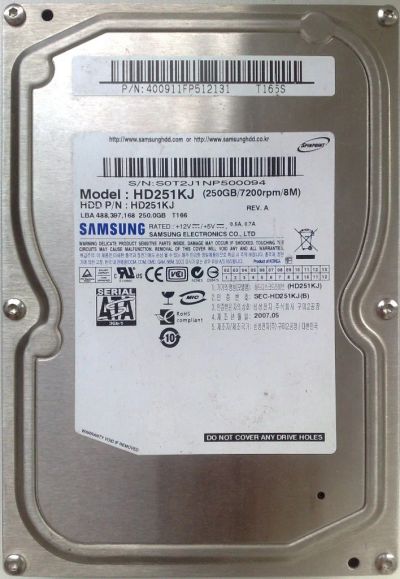 Лот: 3303472. Фото: 1. Samsung HD251KJ. Жёсткие диски (HDD)