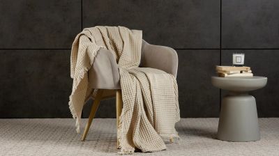 Лот: 24307529. Фото: 1. Хлопковое покрывало Waffle, цвет... Пледы, покрывала