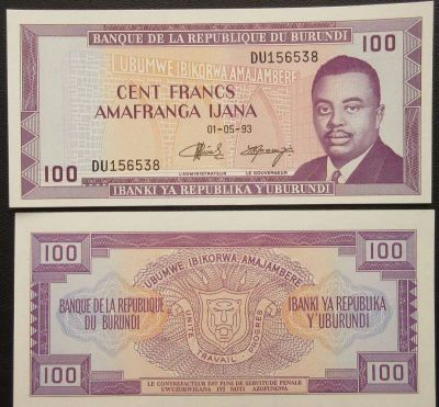 Лот: 6695755. Фото: 1. Бурунди. 100 франков 1993 UNC... Африка