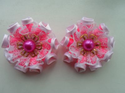 Лот: 8040860. Фото: 1. Бантики (резиночки) розовые. Цветы из ткани