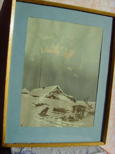 Лот: 4786768. Фото: 1. Мешков В.И. линогравюра, " Поздний... Картины, гравюры