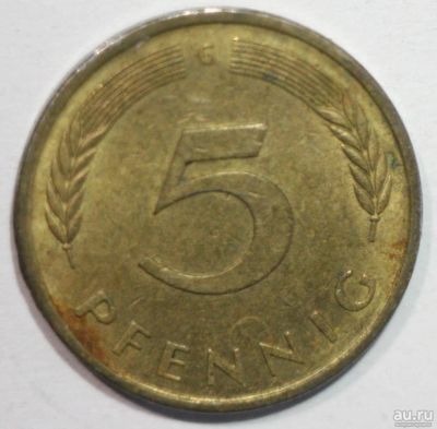Лот: 8928675. Фото: 1. 5 пфеннигов 1977 год. G. Германия... Европа