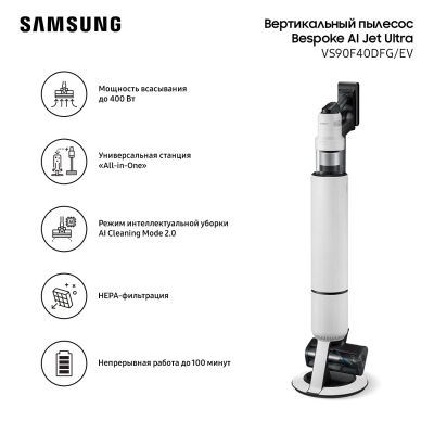 Лот: 25402954. Фото: 1. Вертикальный пылесос Samsung VS90F40DFG... Пылесосы, паровые швабры
