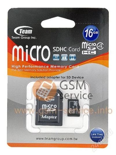 Лот: 1350652. Фото: 1. 16GB Карта памяти MicroSDHC Team... Карты памяти