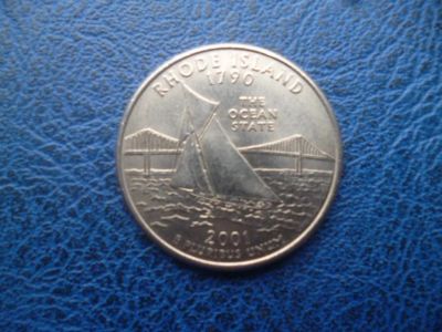 Лот: 11299345. Фото: 1. 25 центов 2001 года Штат Род-Айленд... Америка