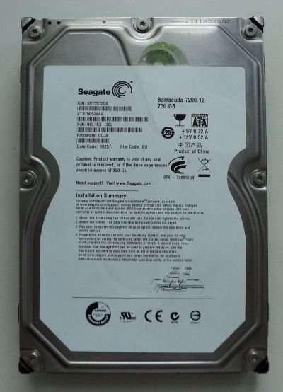 Лот: 15253598. Фото: 1. Seagate Barracuda 750GB. Жёсткие диски (HDD)