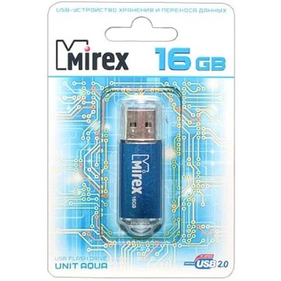 Лот: 10945134. Фото: 1. USB 16Gb Mirex Unit aqua\Тип исполнения... Карты памяти