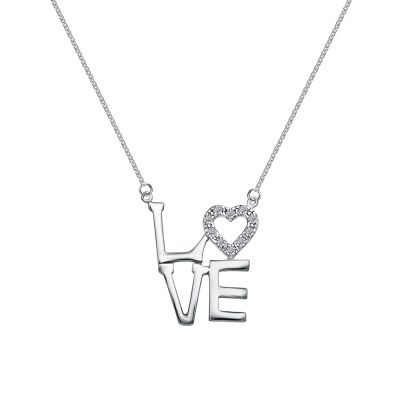 Лот: 23893441. Фото: 1. Серебряное колье LOVE с фианитами... Цепочки