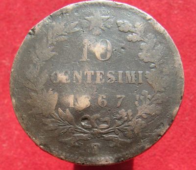 Лот: 14804716. Фото: 1. Италия 10 чентезимо, 1867г. Остальные страны