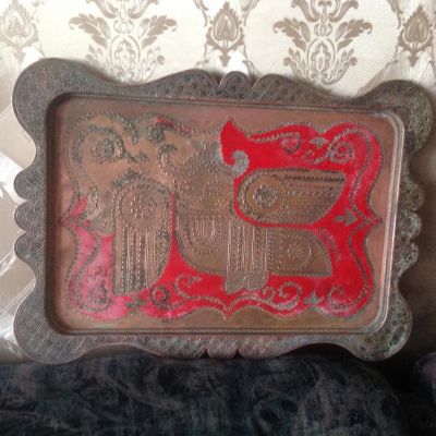 Лот: 10674854. Фото: 1. Медный поднос. Очень очень старый... Предметы интерьера и быта