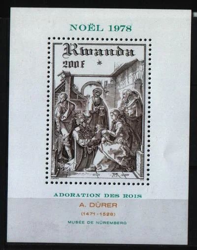 Лот: 11437299. Фото: 1. Руанда 1978г - Дюрер - блок -... Марки