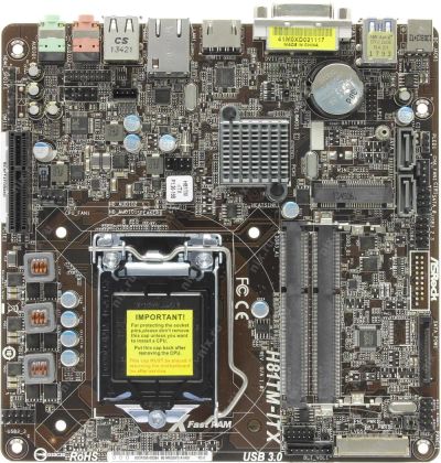Лот: 7374224. Фото: 1. AsRock H81TM-ITX s1150 DDR3 материнская... Материнские платы